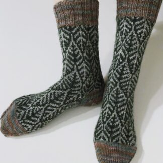 A pair of patterned wool hiking socks